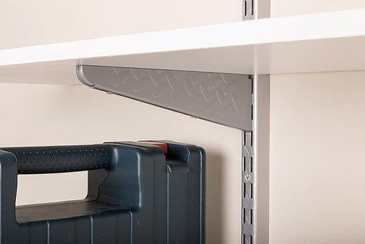 Knape & Vogt John Sterling HEAVYWEIGHT Diamond Plate Shelf Support System Shelf Bracket, 14-inch, Platinum, 0202-14PM (Pack of 2)