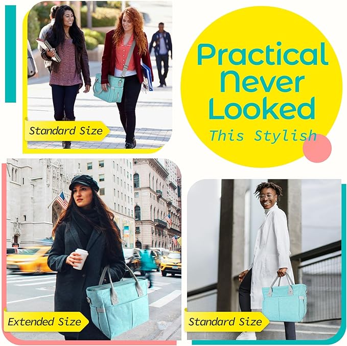 KIPBELIF Cute&Classy Roomy Insulated Lunch Bags for Women - Stylish & Functional Large Tote Adult Lunch Box for Working & Picnic(Extra Large,Aqua Green)