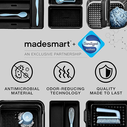 madesmart Premium Small Silverware Tray, Compact 5 Compartment Flatware Organizer for Forks, Knives & Spoons, Non Slip, Soft Grip Lining, Fits Small Drawers, White