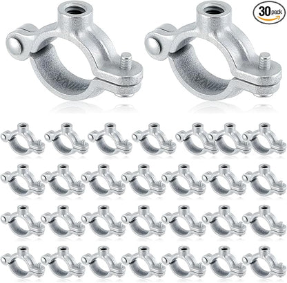 30 Pack 3/4" Split Ring Pipe Hanger for Thread Rod Galvanized Iron Mounting Bracket Support for Tubing Wall Ceiling Mount Combination Industrial Decor