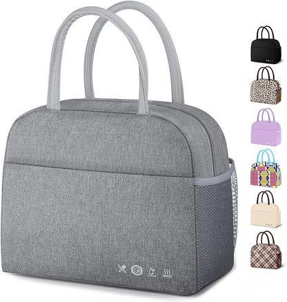 DALINDA Lunch Bag Lunch Box for Women Men Reusable Insulated Cooler Lunch Tote Bags, Leakproof Cute LunchBag Large Capacity for Work Travel Picnic,Grey