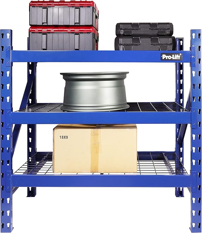 Pro-LifT Garage Storage Shelves - Heavy Duty 3-Tier Adjustable Metal Wire Shelving Units with 3000 lbs Total Capacity for Garage Basement Racking Organization - 48" H X 48" W X 24" D