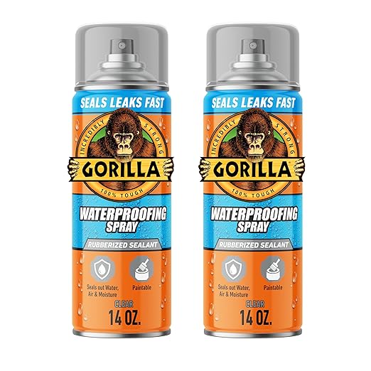 Gorilla Waterproof Patch & Seal Rubberized Sealant Spray, Crystal Clear, 14 Ounce (Pack of 2) - Seals Out Water, Air, and Moisture