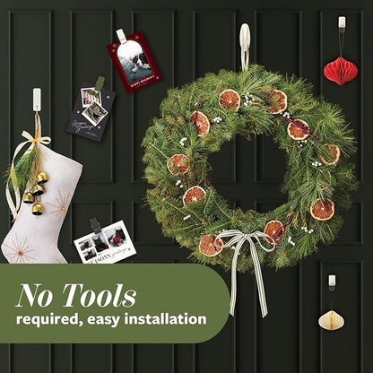 Command Mixed Hooks Pack, 10 Soot, 12 Strips (2 Medium Hooks, 8 Spring Clips), for Hanging Christmas Decorations