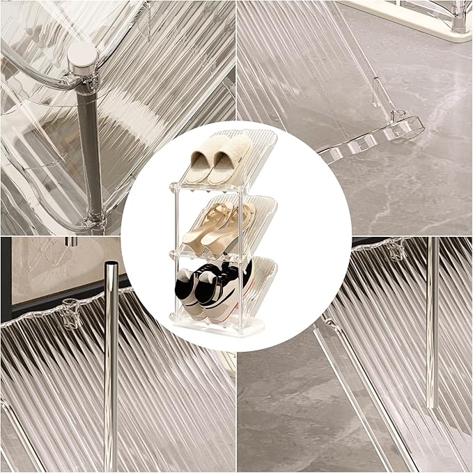 YYW Narrow Shoe Rack Vertical Shoes Rack for Entryway Corner Shoe Storage Organizer for Small Spaces Transparently Tall Slim Shoe Shelf for Front Door Entrance Living Room White 5 Layers