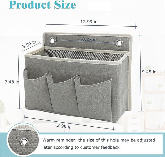 2-Pack Wall Hanging Organizer Bag/Hanging Baskets with Large Mesh Compartment & 3 Pockets，Over the Door Organizer Space Saving Storage for Bedroom,RV Camper, Closet (Gray -2 Pack)