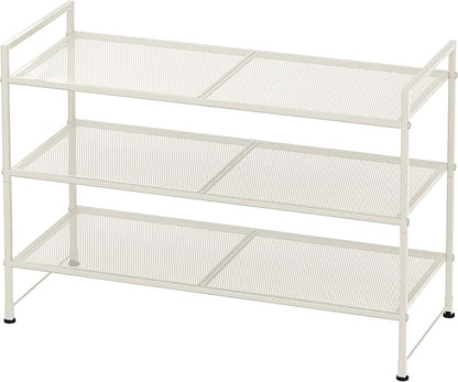 Simple Houseware 3-Tier Stackable Mesh Shoe Rack, White