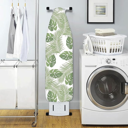 Extra Thick Ironing Board Cover and Pad, 15x54 Ironing Board Cover, Resist Scorching and Staining,Elastic Edges,Green Leaves Tropical Palm Leaf