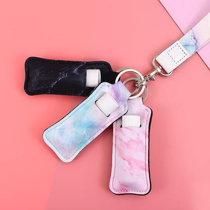 COOKOOKY Chapstick Holder Keychain Cute Lip Balm Keychain Holder with Clip