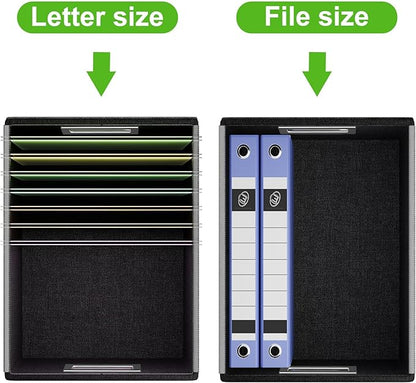Huolewa Portable Leather File Organizer Boxes with Lids, Office Document Boxes Organizer, Filing Boxes, Decorative Small File Boxes for Hanging Files, File Cabinet for Office/Home - 4 Pack