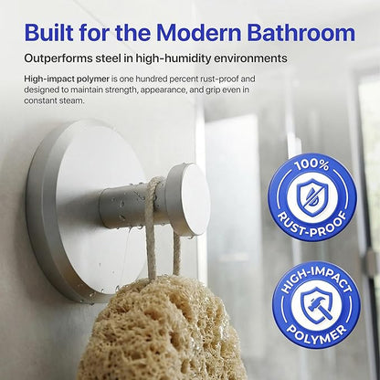 HOME SO Suction Cup Hooks for Shower & Bathroom Towel Holder 2-Pack – Suction Cups Hooks for Hanging Towels, Robes, & Coats - Tiles, Glass Door or Mirror – Shower Hooks & Towel Hooks Organizer -Nickel