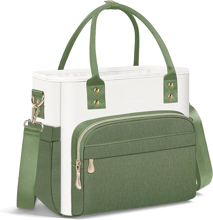 MIYCOO Lunch Bag Lunch Box Women - Leakproof Insulated Lunch Cooler Bag for Women - Large Lunch Tote Bags Adults, Green White