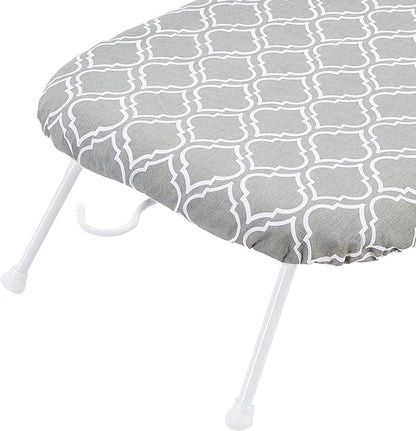 Amazon Basics Foldable Compact Tabletop Ironing Board with Folding Legs, Heat Resistant Portable, Lightweight, Non-Slip, Easy Storage, Trellis Removable Cover, 23.6"L x 7.1"W x 14.3"H, Chevron