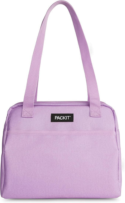 PackIt Freezable Hampton Lunch Bag, Lavender, Built with EcoFreeze® Technology, Collapsible, Reusable, Zip Closure with Front Pocket and Shoulder Straps, Designed for Fresh Office Lunches