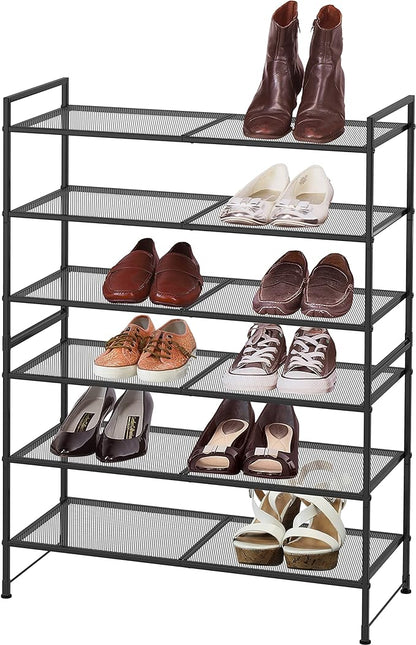 Simple Houseware 3-Tier Stackable Mesh Shoe Rack, Black
