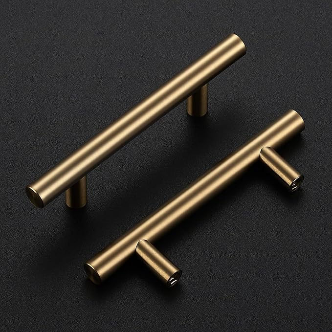 JOY DECOR 10 Pack Champagne Bronze Cabinet Pulls – 5 Inch Length, 3 Inch (76mm) Hole Center – Stainless Steel Kitchen Cabinet Handles for Drawer and Cupboard