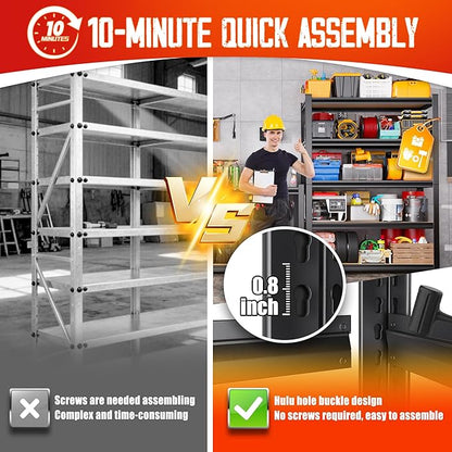 Set of 2 Garage Shelving,3 Tier Garage Storage Shelves,Adjustable Heavy Duty Metal Shelving Units and Storage Large Rack,Utility Steel Shelf For Shop Warehouse Industrial Pantry Basement 33"x35"x16"