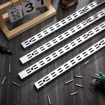 6 Pcs Shelf Rails Bracket Track 47.5 Inches Upright Closet System Hardware Adjustable Wall Standard Shelf Standards for Pantries, Linen Closets, Laundry Rooms, Utility Rooms (Sliver)