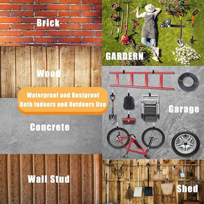 Heavy Duty Utility Hooks for Wall Mount, Garage Wall Hooks, Multi-Use Hose, Bike, Ladder, Chainsaw & Leaf Blower Hanger - 2 Medium (2 M)