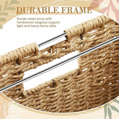 1 Pack Paper Rope File Box Organizers Collapsible Letter Size Filing Cabinet with Lid Woven Hanging File Basket Portable Decorative Document Storage Box for Office/Decor/Home (Letter Size)