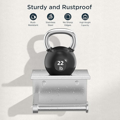 FORIOUS Toilet Paper Holder with Shelf, Adhesive or Screw Wall Mount Toilet Roll Holder for Bathroom, Rustproof 304 Stainless Steel Commercial Toilet Tissue Holder with Storage, Brushed Nickel