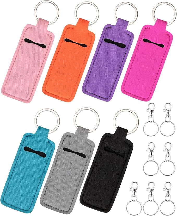 Chapstick Holder Keychain Lip Balm Holder Lipstick Sleeve Pouch Lip Gloss Holder Stocking Stuffers Gift for Women