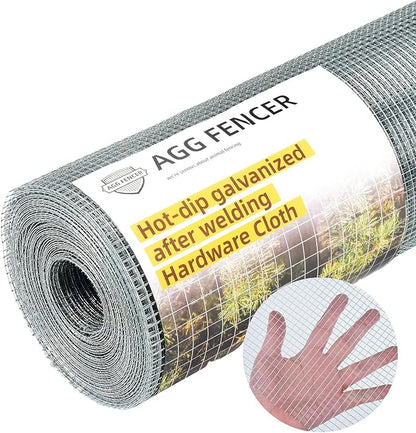 24inch x 100ft Hardware Cloth 1/4 inch Chicken Wire Fencing 23Ga, Hot Dipped Galvanized After Welding Garden Plant Supports Welded Metal Chicken Wire Fence Poultry Animal Netting Cage Screen