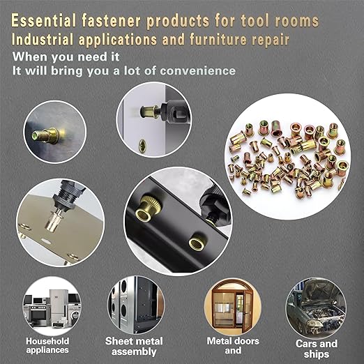 Imperial Rivet Nut Tool Kit 430pcs, SAE Rivet Nut Combination （5/16-18、1/4-20、10-24、8-32、6-32）, Suitable for Automotive, Marine and Industrial Applications(SAE Carbon Steel 430PCS)