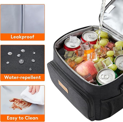 Lifewit Reusable Insulated Lunch Bag, Portable Cooler Freezable Soft Lunchbox Leakproof with Adjustable Shoulder Strap for Men Women Adult for Work Picnic or Travel, 9L 12 Can, Black