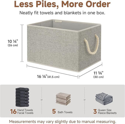 StorageWorks Fabric Storage Bins for Shelves, Storage Baskets for Closet Organization, Organizer Bins for Clothes Storage, Gray, Extra Large, 3-Pack
