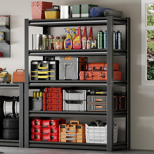 48" W Storage Shelves 2500LBS Garage Shelving Heavy Duty 5 Tier Adjustable Shelving Unit Metal Storage Rack for Basement Warehouse Supermarket 23.6" D x 47.2" W x 72" H
