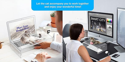 Acrylic Monitor Stand Riser Clear Laptop Stand for Desk Acrylic Monitor Riser for Desk Accessories Aesthetic Laptop Riser Clear Computer Stand White Office Supplies for Women Essentials