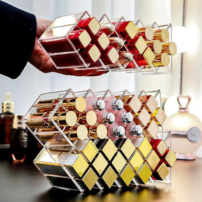 6 Pack Acrylic Lipstick Holder Organizer 96 Slots Clear Lip Gloss Holder Organizers Stackable Fish Shape Lipsticks Tower Lipstick Case Display Stand Storage Box for Makeup Cosmetic Vanity drawer