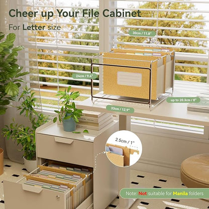 Wheat Straw Expanding Hanging File Folders, 3 Color File Organizer, 1.2" Accordion Pockets, Large Capacity, Letter Size for Filing Cabinet, 100% BPA Free, Return to Nature, Healthy Living-6