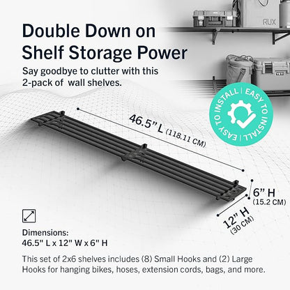 StoreYourBoard Heavy Duty Garage Shelf Wall Mount 1ft x 6ft – Wall-Mounted Shelving for Storage & Organization – Heavy Duty Garage Shelves for Tools, Bins, & Equipment – Holds 500 lbs - Black
