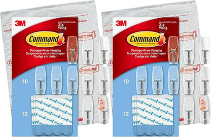 Command Clear Medium Wire Toggle Hooks, 20 Hooks and 24 Strips, Holds Up to 2 lb Each, Damage-Free Hanging for Stockings, Ornaments, Garland, Keys, Holiday Decor