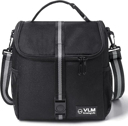 VLM Lunch Bags for Women,Leakproof Insulated Floral Lunch Box with Adjustable Shoulder Strap Reusable Zipper Cooler Tote Bag for Work,Picnic,Camping