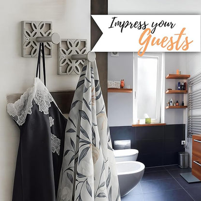 Autumn Alley Two Nickel Hooks, Bathroom Towel Hook, Robe Hook Wall Mounted - Decorative Wall Hooks for Towel, Robe, Cast Coat and Door Hook for Bathroom Modern Unique Style, 2 Pack