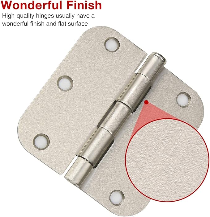 18 Pack Nickel Door Hinges Brushed Nickel 3 1/2 Interior Door Hinges Satin Nickel 3.5 Inch with 5/8” Radius Corners 3 ½"x 3 ½" Silver Hardware Controls JIW