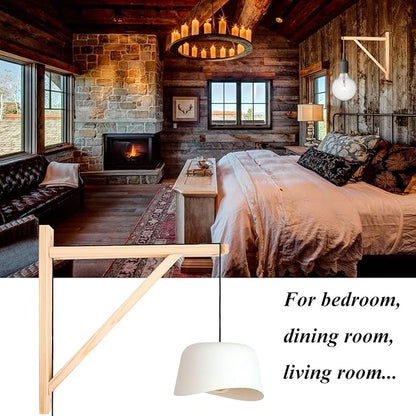 2 Pack Wall Mount Natural Wood Bracket Solid Bracket Shelf Supports Kits for Sconces Pendant Lights Swag Lamps Lighting Lamps Hanging Farmhouse Design DIY Project with Screws