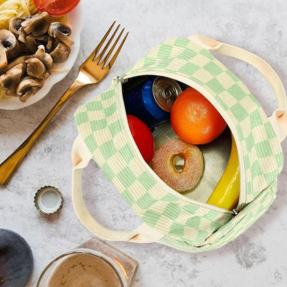 Bluboon Lunch Box for Women men Insulated Cute Corduroy Lunch bag, Reusable Cooler Bag for Work, Picnic, Travel