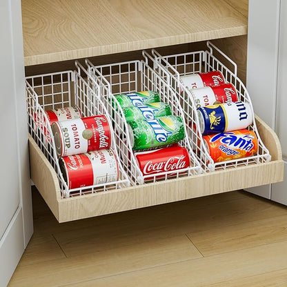 Can Storage Organizer Pantry, Stackable Kitchen Canned Food Holder With Handles, Can Organizer For Pantry Countertop Cabinet, Beverage Drink Pop Soda Can Dispenser Patent Pending (White, 4 Pack)