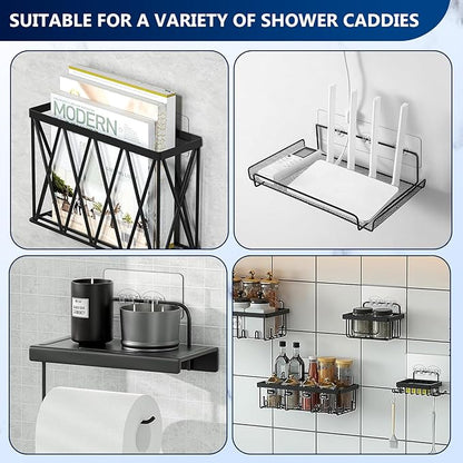 DSJIFGEW Shower Caddy Adhesive Replacement Stickers - 6 Pack No Drilling Shower Caddy Adhesive Strips, Strong Adhesive Hooks for Shower Caddy Bathroom Storage Shelves and Kitchen Racks & Soap Holder