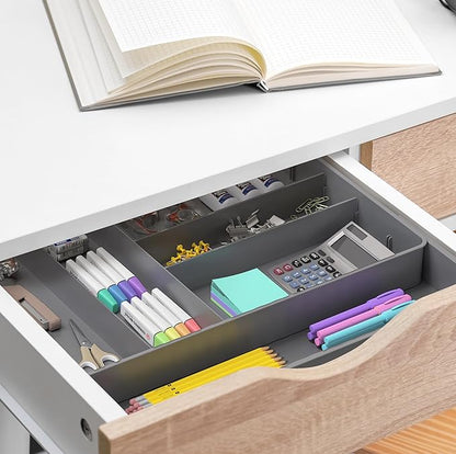 Simple Houseware Expandable Kitchen Drawer Flatware Organizer, Gray – Adjustable Cutlery Tray with 9 Compartments for Utensils and Silverware