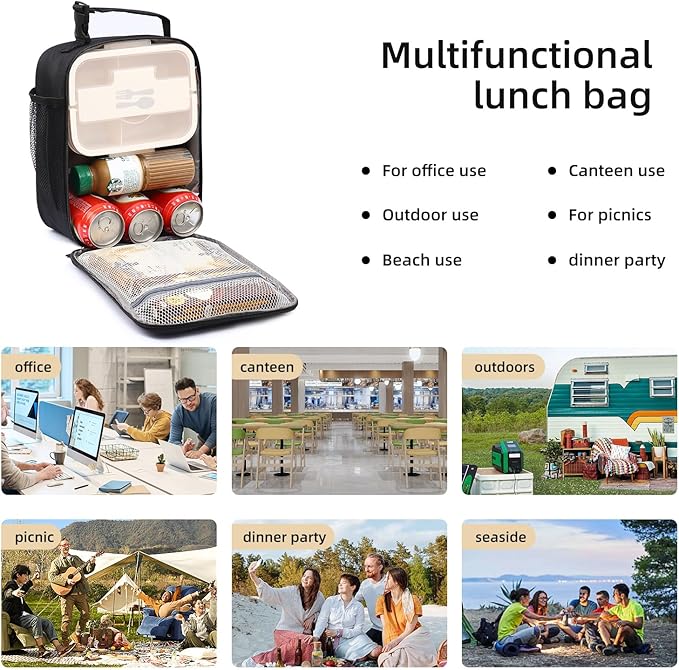 Lunch box Lunch bag for men women Insulated Lunchbox Lunch bags for Work Picnic Travel (Thicken grey)