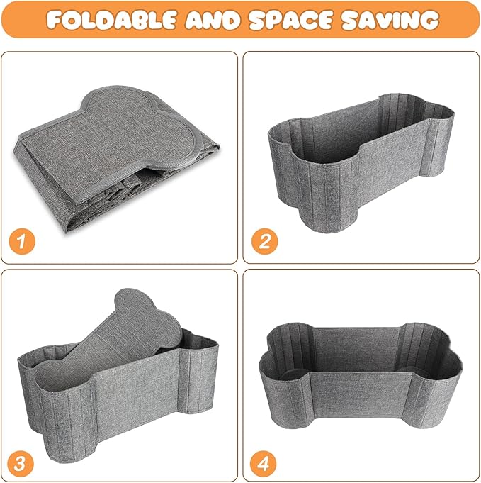 Lukeline Large Dog Toy Basket, Bone Shape Dog Toy Storage Box, Foldable Fabric Storage Bin for Pet toys and Pet Supplies, 26.4 * 12.6 * 9.5 Inches (2 Pack-Grey)