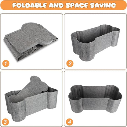 Lukeline Large Dog Toy Basket, Bone Shape Dog Toy Storage Box, Foldable Fabric Storage Bin for Pet toys and Pet Supplies, 26.4 * 12.6 * 9.5 Inches (2 Pack-Grey)