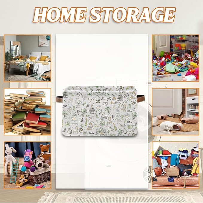 Rectangle Wedding Nursery Storage Basket, Wed Collapsible Storage Box Bin with Handles for Toy, Cake Storage Basket , Laundry Organizer for Room, Gifts for Chritsmas Thanksgiving 14.9x11x9.4in