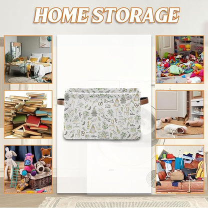 Rectangle Wedding Nursery Storage Basket, Wed Collapsible Storage Box Bin with Handles for Toy, Cake Storage Basket , Laundry Organizer for Room, Gifts for Chritsmas Thanksgiving 14.9x11x9.4in