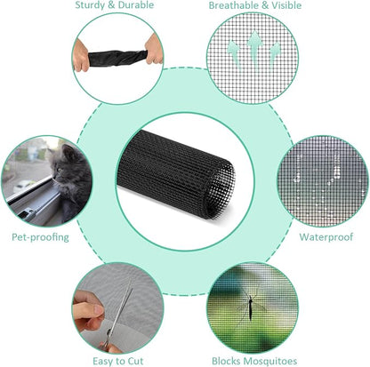 48x102 Inch Window Screen Replacement, DIY Adjustable Pet-Proof Patio Screen, Anti-Mosquito Window Screen Mesh for Porch and Sliding Doors